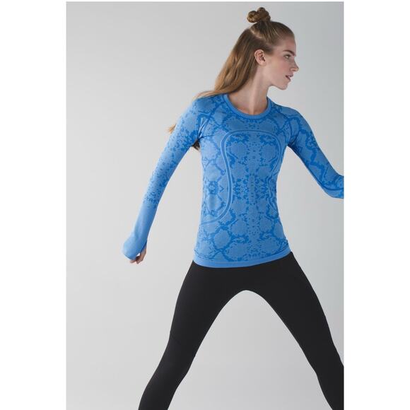 Lululemon Run Swiflty Tech Heathered Pipe Dream Blue 6 Long Sleeve Performance - Picture 1 of 8